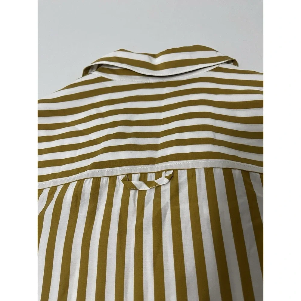 AYR Women's The Deep End Yellow White Striped Buttoned Down Silk Blend Shirt‎ S - Picture 8 of 8
